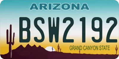 AZ license plate BSW2192