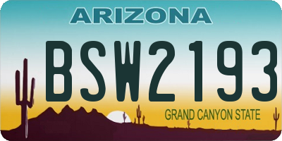 AZ license plate BSW2193