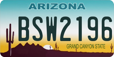 AZ license plate BSW2196