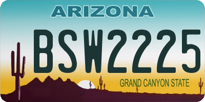 AZ license plate BSW2225