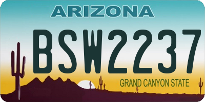 AZ license plate BSW2237