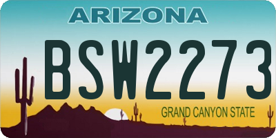 AZ license plate BSW2273