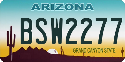 AZ license plate BSW2277