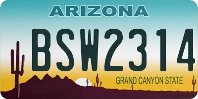 AZ license plate BSW2314