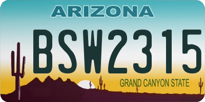 AZ license plate BSW2315