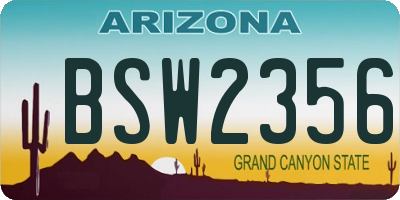 AZ license plate BSW2356