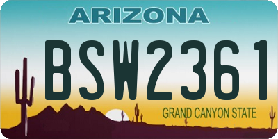 AZ license plate BSW2361