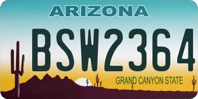 AZ license plate BSW2364