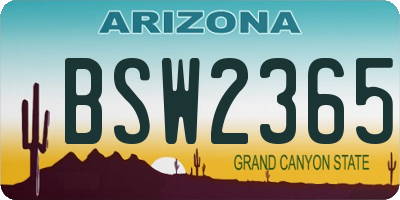 AZ license plate BSW2365