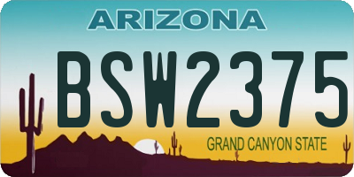 AZ license plate BSW2375