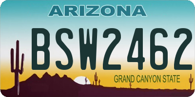 AZ license plate BSW2462