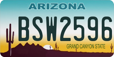 AZ license plate BSW2596