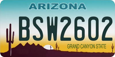 AZ license plate BSW2602