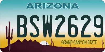 AZ license plate BSW2629