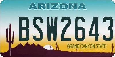 AZ license plate BSW2643