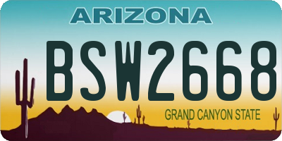AZ license plate BSW2668