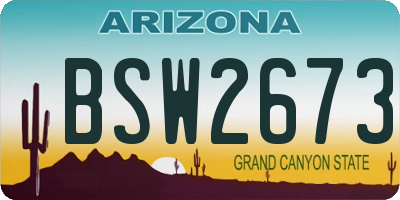 AZ license plate BSW2673