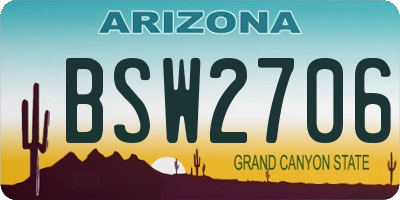 AZ license plate BSW2706