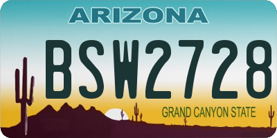 AZ license plate BSW2728