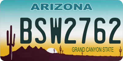 AZ license plate BSW2762