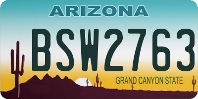 AZ license plate BSW2763