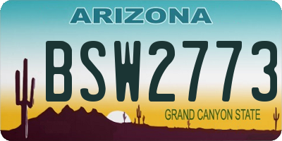 AZ license plate BSW2773