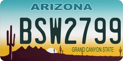 AZ license plate BSW2799