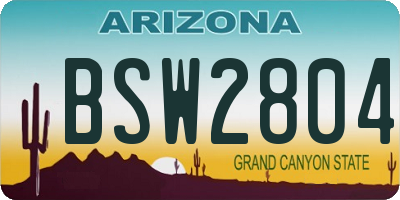 AZ license plate BSW2804