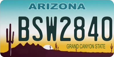 AZ license plate BSW2840