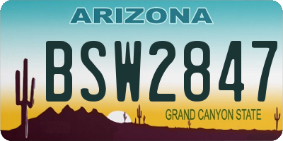 AZ license plate BSW2847
