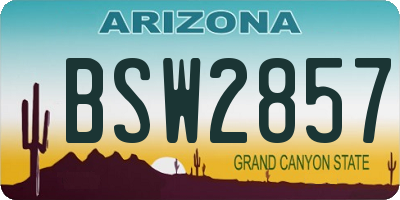 AZ license plate BSW2857