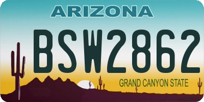 AZ license plate BSW2862