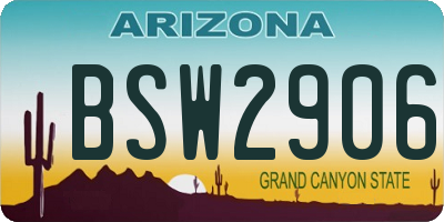 AZ license plate BSW2906