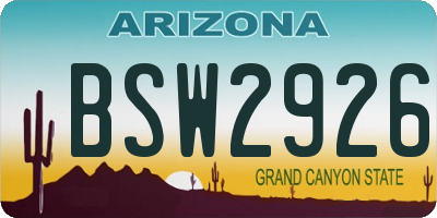 AZ license plate BSW2926