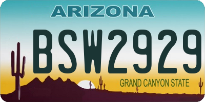 AZ license plate BSW2929