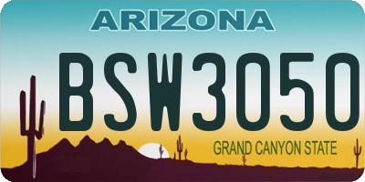 AZ license plate BSW3050