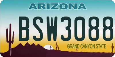 AZ license plate BSW3088