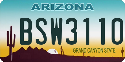 AZ license plate BSW3110