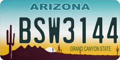 AZ license plate BSW3144