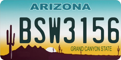 AZ license plate BSW3156