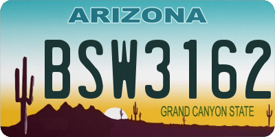 AZ license plate BSW3162