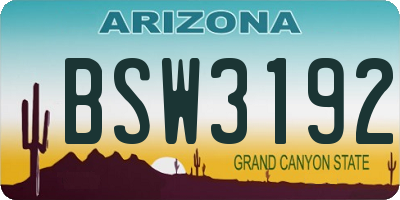 AZ license plate BSW3192