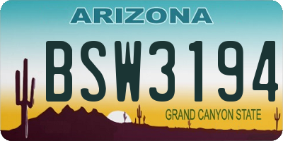 AZ license plate BSW3194