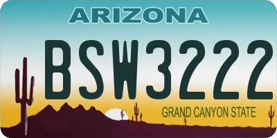 AZ license plate BSW3222