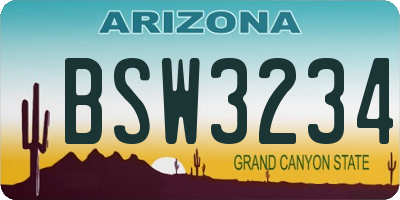 AZ license plate BSW3234