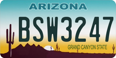 AZ license plate BSW3247