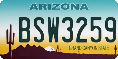 AZ license plate BSW3259