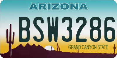 AZ license plate BSW3286