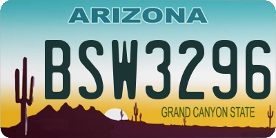 AZ license plate BSW3296