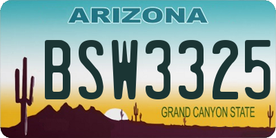 AZ license plate BSW3325